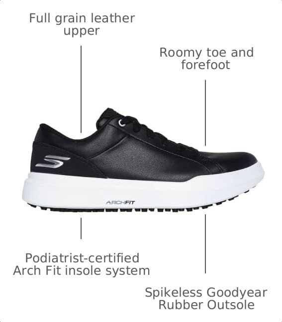 Image of Skechers Women's Drive 6 Arch Fit Golf Shoe | Golf, Waterproof, Arch Fit, Relaxed Fit, Goodyear Rubber Outsole, Premium Leather, Spikeless