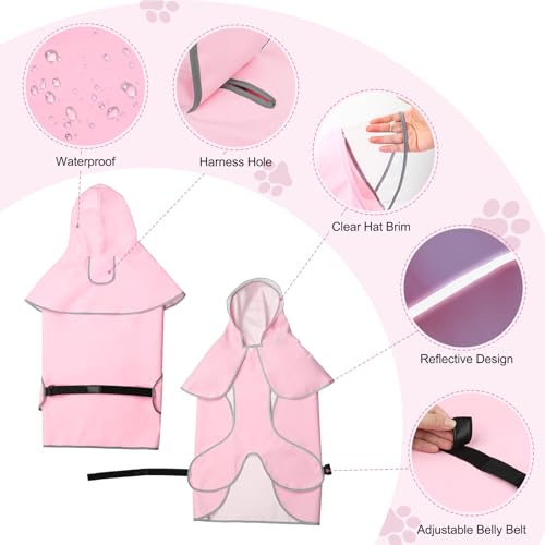 BSEEN Reflective Dog Rain Jacket- Waterproof Puppy Raincoats, Lightweight Dog Rain Coats, Adjustable Hooded Dog Poncho with Transparent Cap Brim (Pink, Small) BSEEN Reflective Dog Rain Jacket- Waterproof Puppy Raincoats, Lightweight Dog Rain Coats, Adjustable Hooded Dog Poncho with Transparent Cap Brim (Pink, Small)