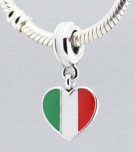Best Wing Jewelry "Italy Flag on Heart" Charm Bead2