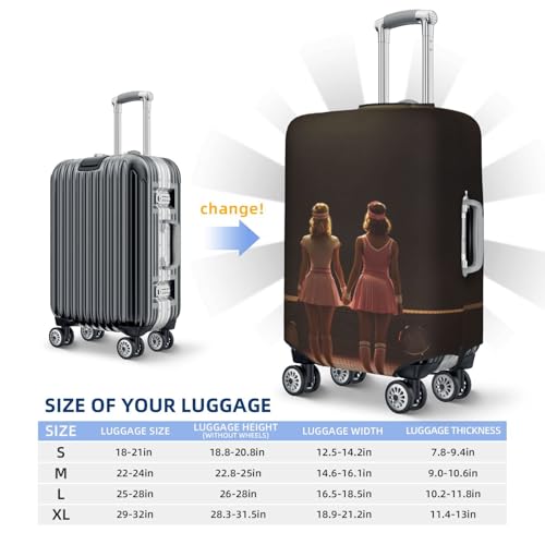 Two Female Tennis Players Elastic Travel Luggage Covers Dustproof Scratch-Resistant Suitcase Protector Fit 22-24 Inch4