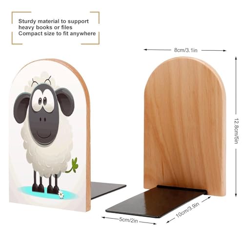 Sujetalibros de oveja para estantes tapón de madera para libros pesados y organizador 3