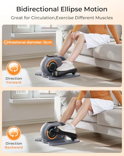 Image of Under Desk Elliptical, Ellipse Leg Exerciser for Seniors Adults Fully Assembled, Portable & Quiet Electric Seated Pedal Exerciser with 10 Adjustable Speed, Remote Control,Non-Slip Straps & Mat