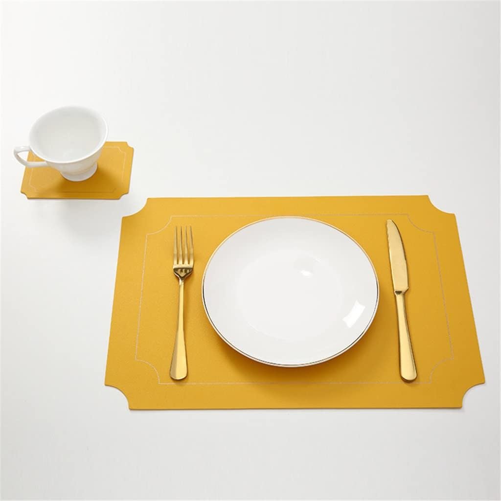 6 Pcs Leather Placemats Coaster Pads Tableware Mat Western Table Pads Bowl Pad for Home Kitchen Accessorie(D)