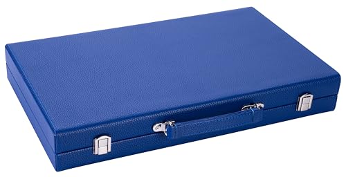 Engelhart - Luxus Backgammon 38 cm - hochwertige Materialien - Kunstleder, spezielle Filzeinlage - Perlmuttwürfel und Token + 2 Bechern - Profi- und Freizeit