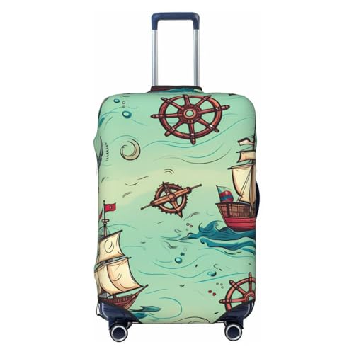 Vintage Ship Rudder Luggage covers for Suitcase Ocean Compass Travel Luggage Cover Suitcase Protector Washable Suitcase Cover Anti Scratch Dirt Covers Fit 18-21 inch