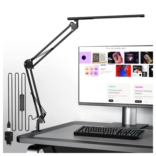 VERSKI Lampe de bureau LED, lampe de bureau pour la maison, le bureau, protection des yeux, lampe de lumière du jour, 5 températures de couleur et luminosité réglables, Avec adaptateur QC 3.0, 12 W