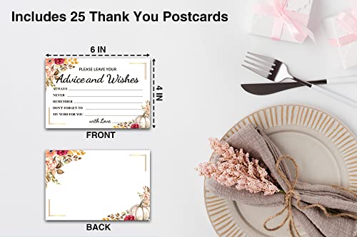 Advice And Wishes Cards, Burgundy Blush Floral Bridal Shower Advice & Wishes For The Mr & Mrs, Fall Thanksgiving Pumpkin Wedding Reception/Engagement Party Supplies Decorations - 07(25 Pack) #TOP1