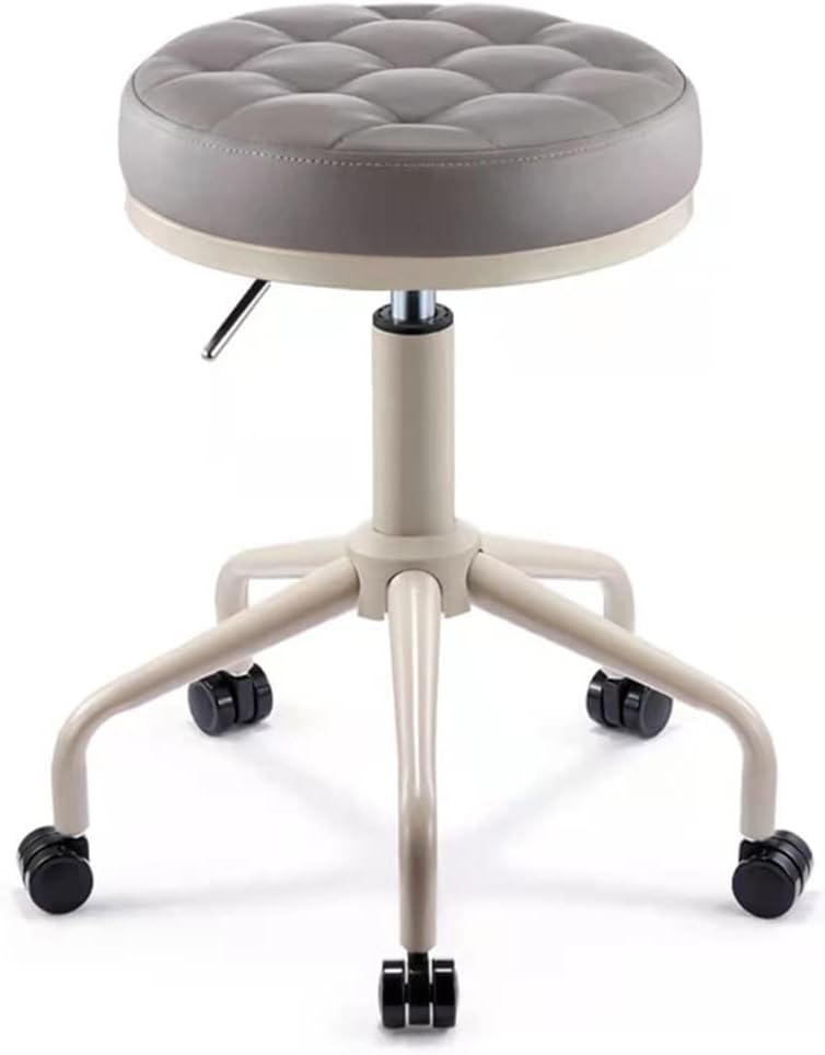 Rotating Low Stool Rolling Stool Chair, Garage Shop Roller Seat, Adjustable Pneumatic Mechanic Stool, 360 Degree Swive Casters Chair, Round for Mechanic Stool for Workshop, Crawl Roller Chai (Gray 35