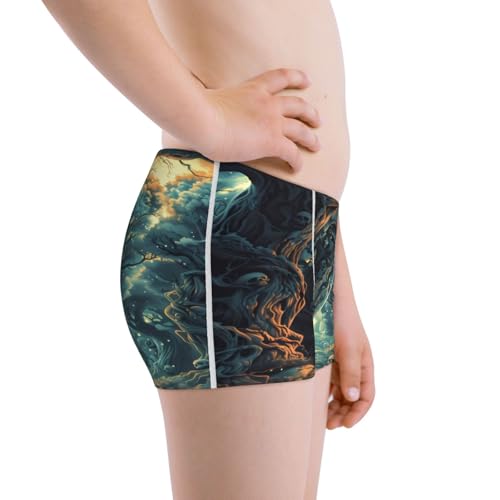 Boys' Cotton Boxer Brief Soft Underwear-Enchanted Forest Skull Path2