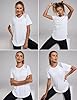Terecey Ladies T Shirts Casual Basic Shirts Short Sleeve Crewneck Tops Loose Fit Summer Womens Longline T-Shirt Pilates Dance Open Back Tee, White M #3