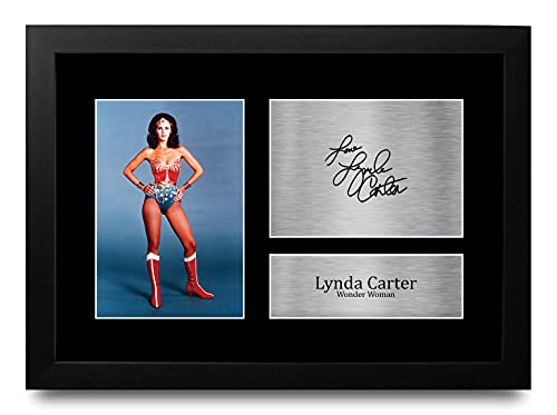 Image of HWC Trading FR A4 Lynda Carter Original Wonder Woman Gifts Printed Signed Autograph Picture for TV Show Fans - A4 Framed