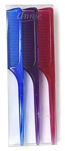Annie Rat Tail Comb Set Clear, 12 Count