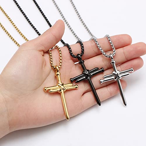 Gifts For Husband Nail Cross Necklace Chain Silver Bible Verse Jewelry For Men Husband Anniversary Birthday Christmas Gifts To My Husband From Wife Fathers Day Christmas Long Distance Gift For Husband #TOP5