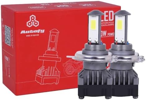 Autofy NightHawk 40W Super Bright H4 LED Headlight Bulb for Bikes Scooter LED Light for Biking 6000 Lumens 8000RPM Fan - Fast Cooling Full Aluminum Body Bike LED Light [30 Months Warranty - Pack of 2]