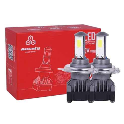 Image of Autofy NightHawk 40W Super Bright H4 LED Headlight Bulb for Bikes Scooter LED Light for Biking 6000 Lumens 8000RPM Fan - Fast Cooling Full Aluminum Body Bike LED Light [30 Months Warranty - Pack of 2]