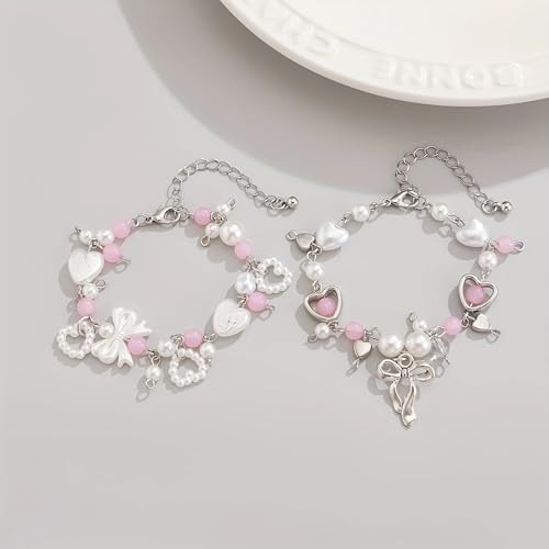 Generic SNOWY SHOP 2 Pcs Pink Beaded Bracelet Set - Image 6