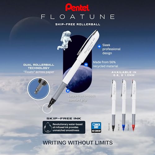 Stylo à bille roller Pentel Floatune à pointe grasse 1 mm pour écriture fluide
