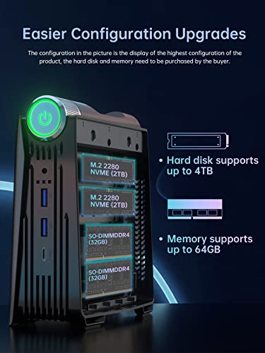 Acemagician Mini Gaming Pc, Amd Ryzen 5 5600U (Up To 4.2Ghz), 16Gb Ddr4 Ram 512Gb Ssd Mini Desktop Computer, Windows 11 Pro, Rgb Light, Wifi 5 Bluetooth 4.2, 3 Screens Display, Hdmi, Dp, Type C Port #TOP4