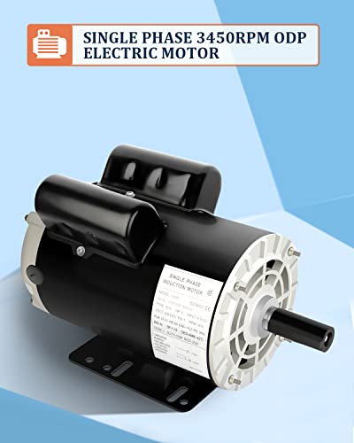 5 Hp Air Compressor Motor Single Phase Electric Motor, 7/8" Shaft Diameter, Ccw 60Hz, 3450Rpm, 208V-230V #TOP1