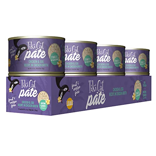 Tiki Cat Luau Pâté, Chicken And Egg Recipe In Chicken Broth, Grain-Free Balanced Nutrition Wet Canned Cat Food, For All Life Stages, 5.5 Oz. Cans (Case Of 8) #TOP1