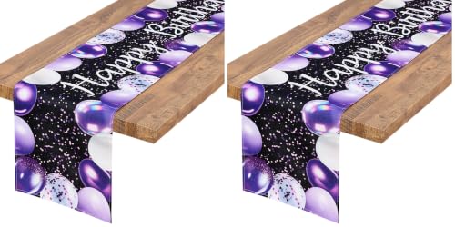 Image of Letjolt Purple Balloon Happy Birthday Table Runner 72 Inches (Pack of 2)