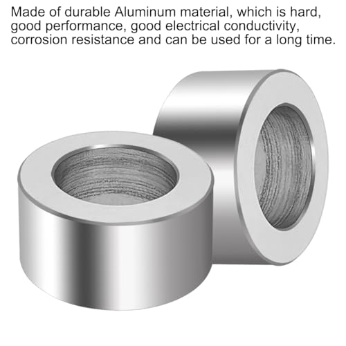 5 pack m12 aluminum spacers 125 mm id x 20 mm od x 10 mm length round spacer unthreaded standoff bushing plain finish metal spacer 1234 id screw standoff fits 12in or m12 screw bolts