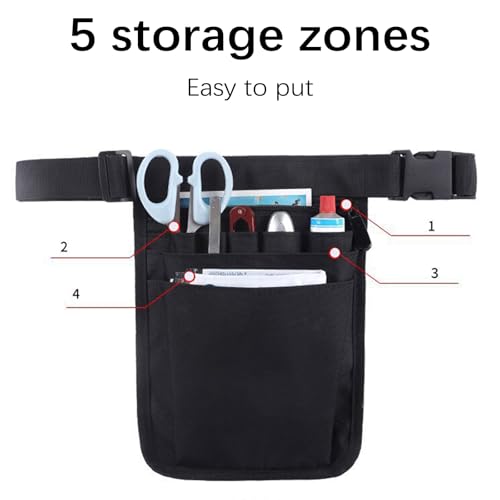 Hinapan 1 Stück Medizinischer Organizer-Gürtel, Krankenschwester-Bauchtasche, Tasche für Medizinische Scheren, Pflege-Set, Mehrere Fächer, Allzweckgürtel-Organizer-Tasche