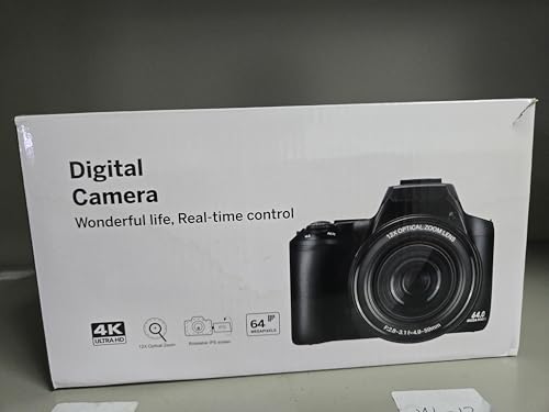 72MP 4K Digitalkamera mit 12X Optischem Zoom, WLAN, Autofokus & 3-Zoll-Flip-Bildschirm, Digitalkamera für Fotografie & Video, 2 Akkus + 32GB SD-Karte – Ideale Kamera für Anfänger & Vlogger