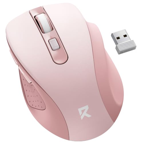 Redragon Wireless Mouse for Laptop, Bluetooth Mouse (BT5.0/3.0&2.4G) with 5 Level 4000DPI, Silent Cordless Computer Mice 6 Buttons,18 Months Battery,Compatible with PC, Laptop, Desktop-Pink