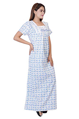 Image of Women's Cotton Block Print Knee Length Nighty