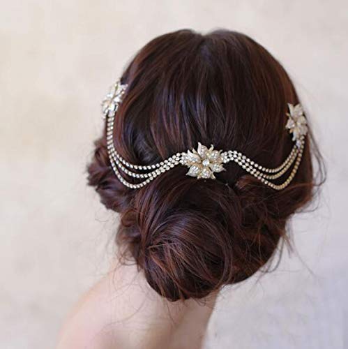 Asooll Bride Wedding Hair Comb Silver Flower Bridal Headpiece Rhinestone Crystal Head Clip for Women and Girls
