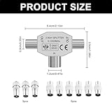 TV Aerial Splitter - 2-Way, 1 Female to 2 Male Coaxial Aerial Splitter with 7pcs TV Aerial Connector Adapter, Compatible with Cable TV & Antenna, Shielded Metal Housing, Signal Booster - Image 2