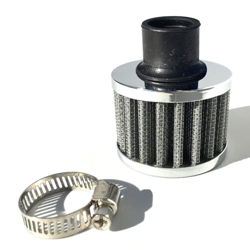 Archnote ミニ エア クリーナー フィルター バイク 18mm 汎用 オートバイ 用 メッシュ カスタム 交換 ストレート エアー シルバー