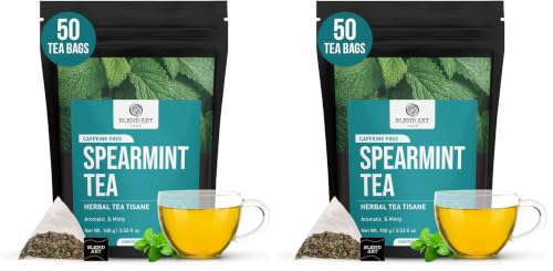Image of Spearmint Tea Bags 50 Count Herbal Tea Bags PCOS PCOD RELIEF Balances Hormones Support Digestion Refreshing Aromatic and Minty Gluten Free Caffeine Free Tea 100% Pure Spearmint leaves Pyramid Tea bags