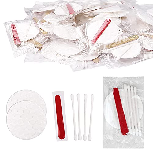 50 Pack Hotel Vanity Kit Individually Wrapped, Bulk Hotel Amenities Kit, Hotel Hospitality Set, Hygiene Products Include Cosmetic Cotton Pads, Cotton Swabs, Nail File (Paper Sticks)
