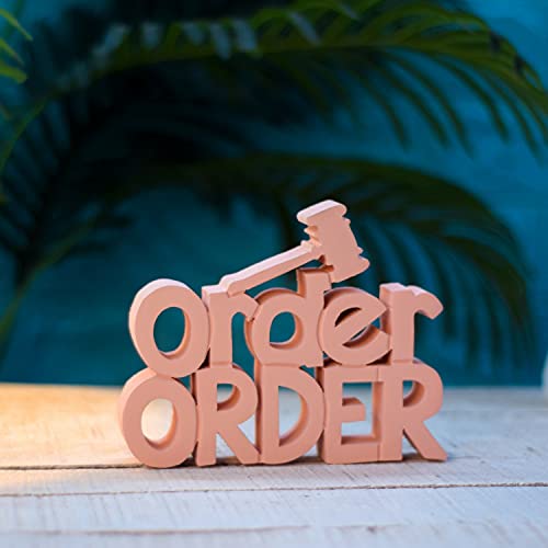 Image of Nukkad Tales Order Order Pink Showpiece Home Decor Items Office Decoration Items for Office Table Birthday Gift Items Gifts for Lawyers Gift for Advocate (7 x 6 inch) Wood