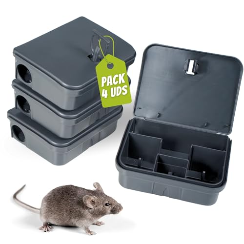 4 PCS   Portacebos para Ratones con Llave de Seguridad | Trampas para Ratas y Ratones Profesionales | Set de Eliminación de Plagas en Interior   Ratoneras y Portacebos Negros