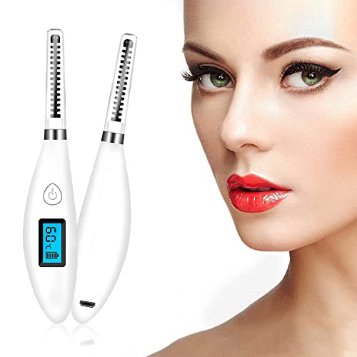 Free Breath Heated Eyelash Curler, 2021 Newest Ceramic Electric Heated Lash Curler with Comb, USB Rechargeable Heated Eyelash Curler for Natural Curling and Long Lasting