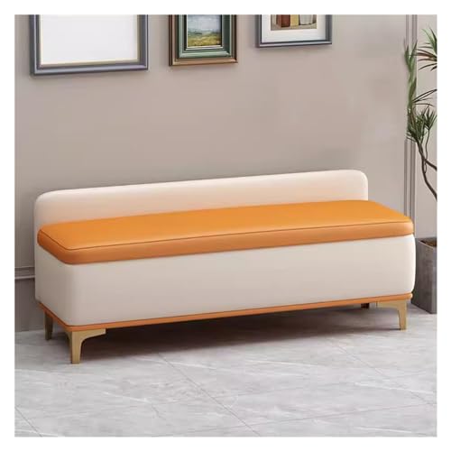 Banco otomano de almacenamiento de piel sintética con parte superior elevable, baúl de gran capacidad para dormitorio, asiento elegante tapizado y solución de almacenamiento