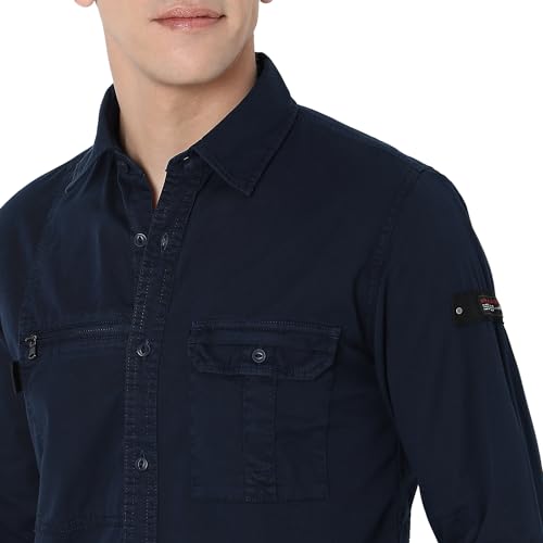 Image of Spykar Men's Regular Fit N /A Full Sleeve Solid Casual Shirts
