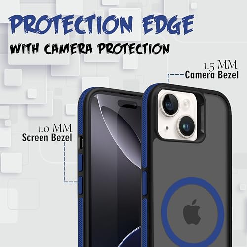 Image of V-TAN Ultra Matte Back Cover for Apple iPhone 14 Plus | Magnetic Case Compatible with Wireless Charging | Shockproof Stylish Protective Design Cover with Anti-Slip Grip - (Blue)