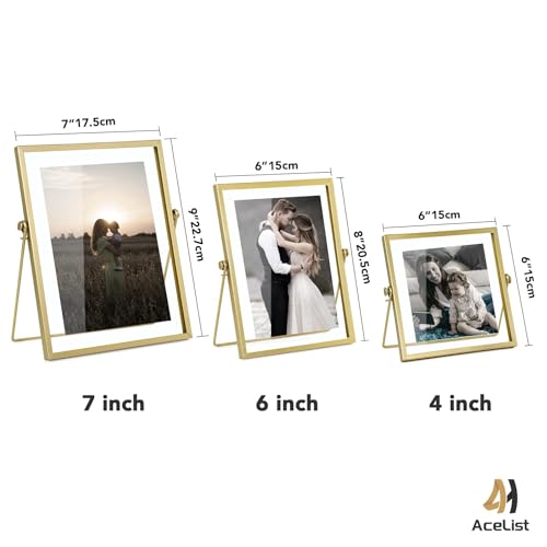 AceList Set of 3 Glass Photo Frame Collection Simple Metal Geometric Picture Frame with Glass Cover Includes 4"" x 4"", 4"" x 6"", 5"" x 7"" - Image 6