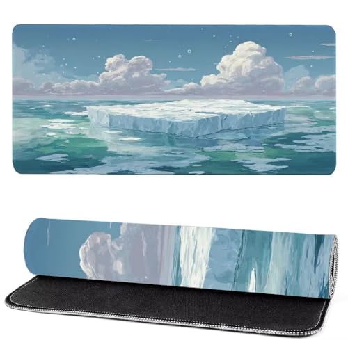 Alfombrilla Raton Hielo, OcéAno Mouse Pad 900 x 500 x 3mm Gaming Mouse Pad, Superficie Inferior Antideslizante, Movimiento Ratón más Suave, Alfombrilla Escritorio, Mejora Precision y Velocidad ks-20