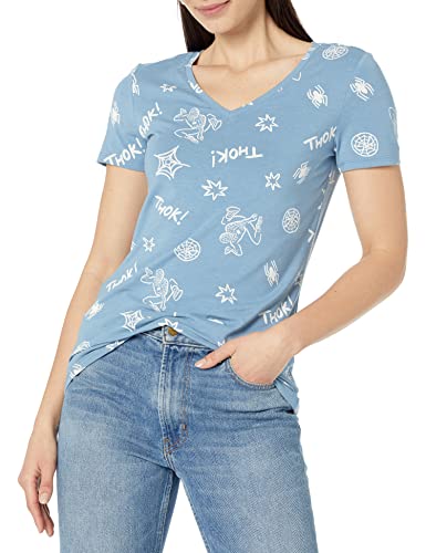 Image of Amazon Essentials Disney | Marvel | Star Wars | Princess Women's Classic-Fit Short-Sleeve V-Neck T-Shirt, Multipacks