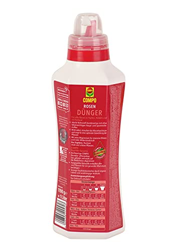 Compo Rosendünger für alle Rosen im Zimmer, in Kübeln, Beeten sowie im Freiland, Spezial-Flüssigdünger mit extra Magnesium, 1 Liter - Image 3