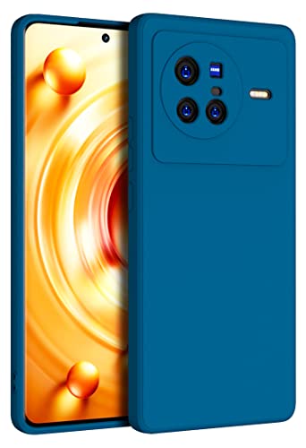 Image of Kapa Matte Lens Protective Shockproof Flexible Back Cover for Vivo X80, Slim Silicone with Soft Lining Shockproof Flexible Full Body Bumper Case (Blue)