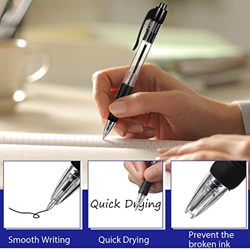 Image of Fainne 200 Pack Retractable Ballpoint Pen 1.0 mm Medium Point Refillable Smooth Click Writing Pens With Grip for Work Journal Writing Office School Supplies(Black Ink, Blue Ink)