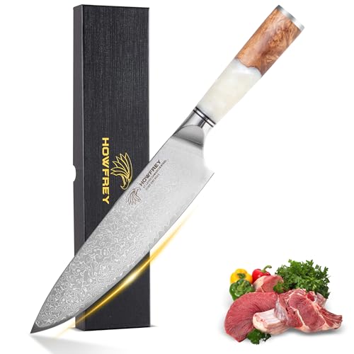 Damascus Chef Knife 8 Inch, 67-Layer Japanese Kitchen Knives Sharp VG-10 High Carbon Stainless Steel with Ergonomic Pakkawood Handles, Elegant Gift Box Packaging for Home and Kitchen