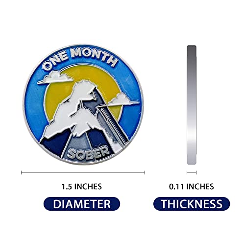 Image of The Achieve Mint 1 Month Sober Token | One Month Sobriety Chip | Non-AA, Non-Religious Medallions for Men and Women Celebrating Sobriety