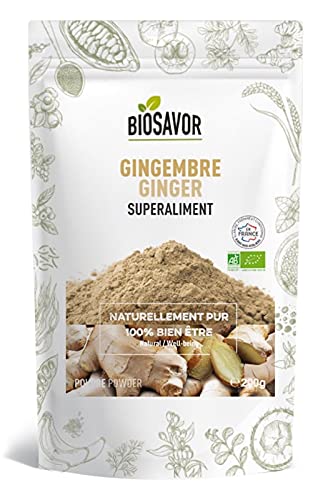 BIOSAVOR - Poudre de Gingembre bio 200g - Ginger powder - 100% Naturelle & Pure - Vegan et sans Gluten - Fabriqué en France Cover